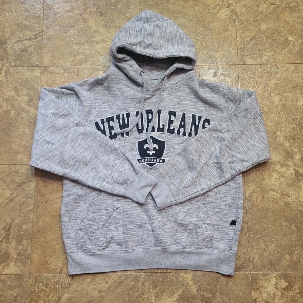 New Orleans Louisiana Hoodie Mens Small S Gray Long Sleeve Pullover Valani